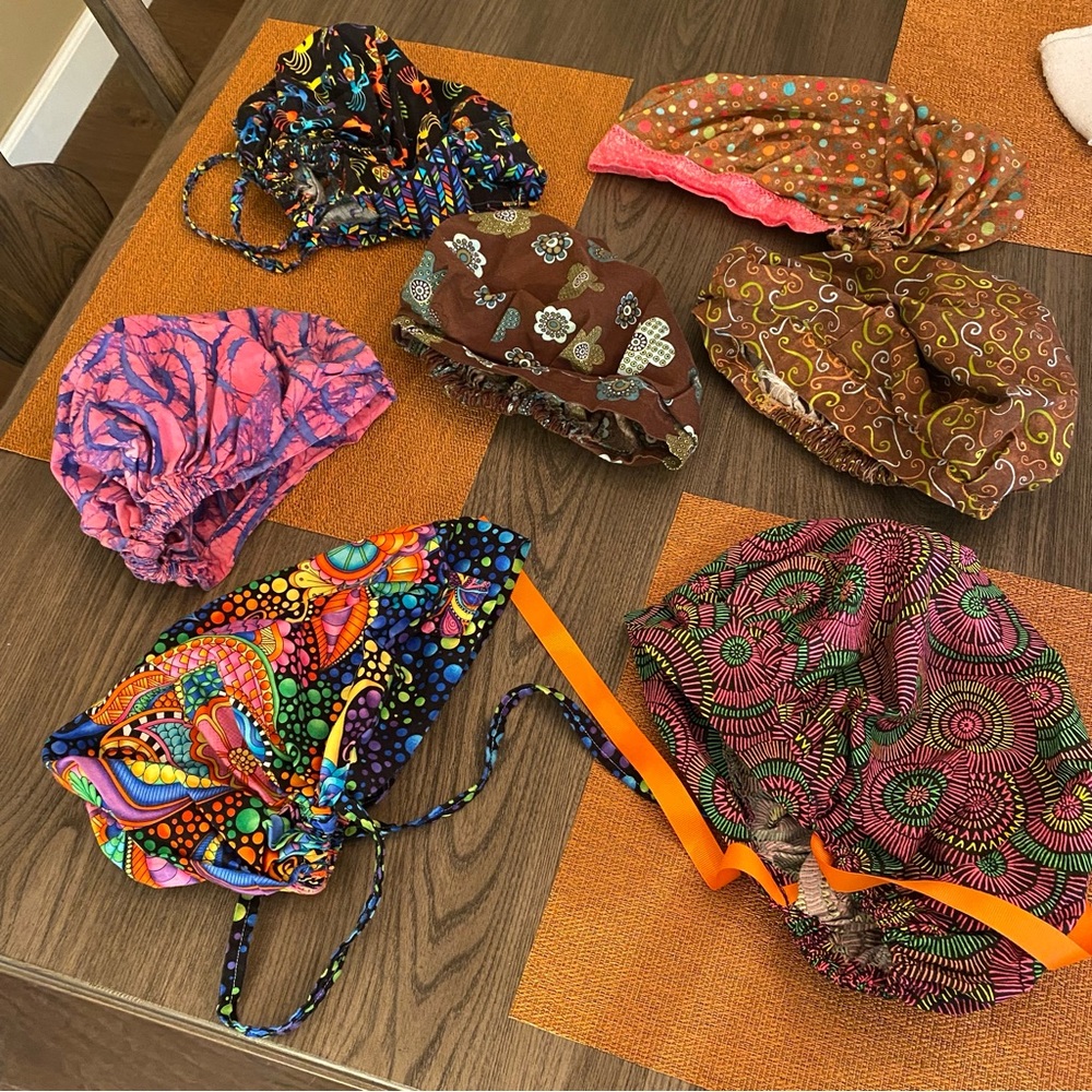 Scrub hats, bouffant style. All 6 for one price